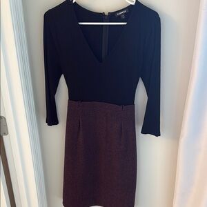 Express Black and Burgundy Long Sleeve Dress